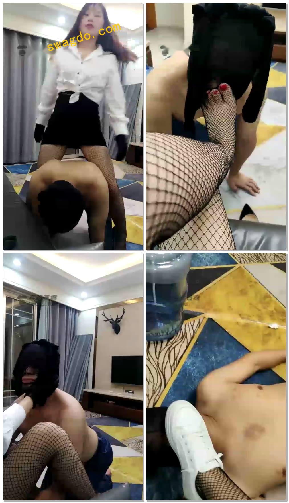 【涵涵s】网袜玩狗耳光,舔脚,小白鞋踩脸【40分钟】【高清】