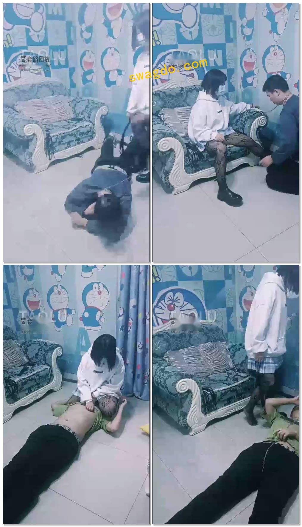 【第一帅男神】极品美女小六暴力调教，舔丝袜脚鞭打，踩踏坐脸虐乳【38分钟】